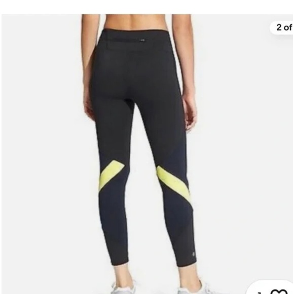 Athleta Sonar 7/8 Colorblock Tights black navy green size S - Picture 2 of 8